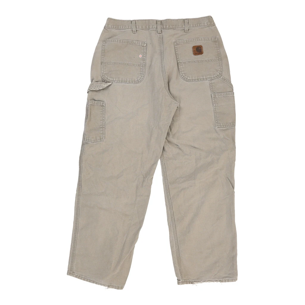 Vintage Carhartt Carpenter Trousers - 34W 29L Beige Cotton - Image 4
