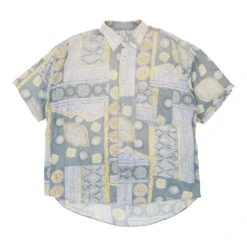 Vintage Baker & Co. Short Sleeve Shirt - Large Blue Viscose