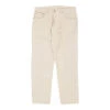 Vintage Cotton Belt Cord Trousers - 35W 29L Cream Cotton