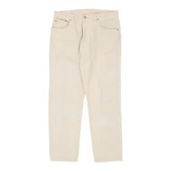 Vintage Cotton Belt Cord Trousers - 35W 29L Cream Cotton