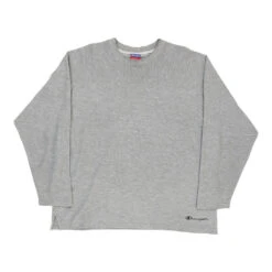 Vintage Champion Long Sleeve T-Shirt - Large Grey Cotton