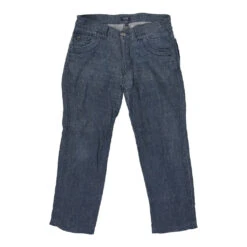 Vintage Armani Jeans Trousers - 35W 27L Blue Linen
