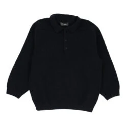 Vintage Marina Yachting Long Sleeve Polo Shirt - Medium Navy Wool