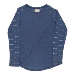 Vintage Champion Long Sleeve T-Shirt - Large Blue Cotton Blend